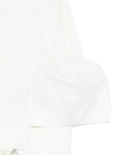 Balmain Textured Wool Babygrow Hat In White