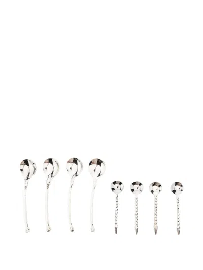 Alighieri Beaded-handle Dessert Spoons In Metallic