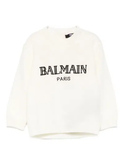 Balmain Logo-embroidered Sweater In Neutral