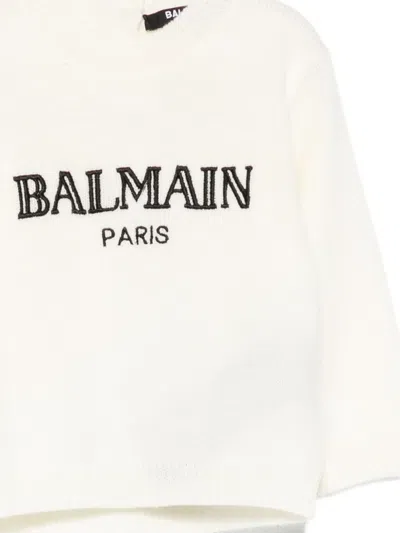 Balmain Logo-embroidered Sweater In Neutral