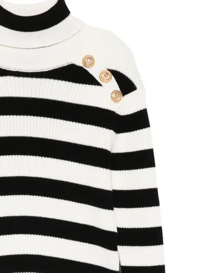 Balmain Striped Turtleneck Sweater In Multi