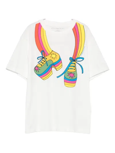 Stella Mccartney Rainbow Shoe-print T-shirt In Blue