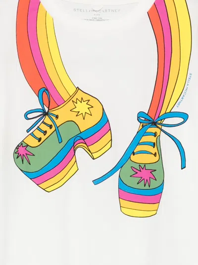 Stella Mccartney Rainbow Shoe-print T-shirt In Blue