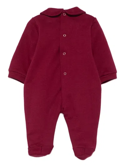 Elisabetta Franchi La Mia Bambina Embroidered-collar Babygrow In Burgundy