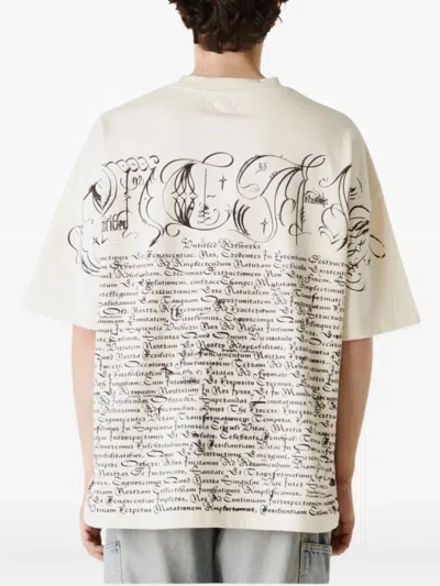 Untitled Artworks Script-print Cotton T-shirt In Neutral