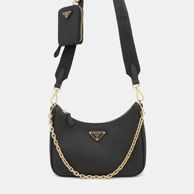 Pre-owned Prada Re-edition 2005 Black Saffiano Leather Shoulder Bag