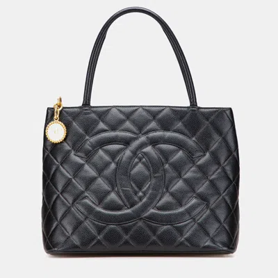 Pre-owned Chanel Black Caviar Medallion Tote
