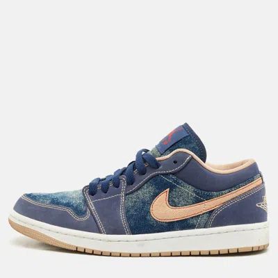 Pre-owned Air Jordans Blue Denim And Durabuck Leather Jordan 1 Low Se Sneakers Size 40.5