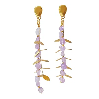 Smilla Brav Women's Gold / Pink / Purple Amethyst Earrings Wisteria