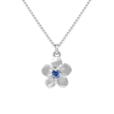 Lee Renee Women's Forget Me Not Necklace – Single Sapphire– Silver