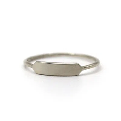 Vicstonenyc Fine Jewelry Women's White Gold Tiny Bar Ring By Handmade