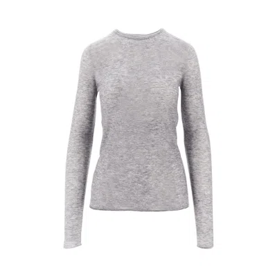Pinko Crew-neck Sweater With Sequins In Gray