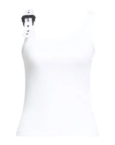 Versace Jeans Couture Woman Tank Top White Size 2 Cotton, Elastane