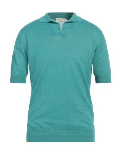 Filippo De Laurentiis Man Sweater Turquoise Size 42 Linen, Cotton In Blue