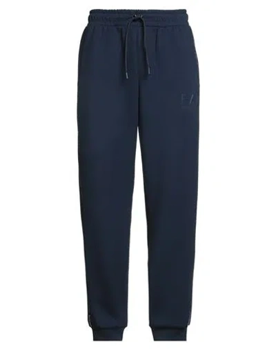 Ea7 Man Pants Navy Size L Polyester, Viscose, Elastane In Blue