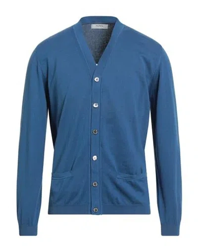 Alpha Studio Man Cardigan Blue Size 46 Cotton In Blue