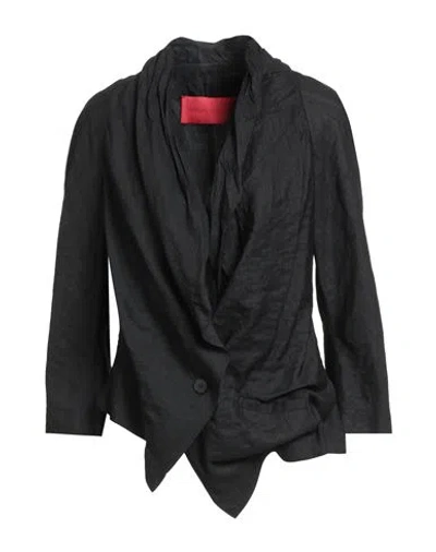 Virginia Bizzi Woman Blazer Black Size 8 Viscose, Polyester In Black
