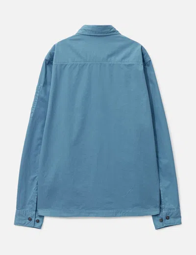 C.p. Company Organic Gabardine Lens Zipped Overshirt In Blue