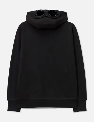 C.p. Company Diagonal Raised Fleece Goggle Hooded Sweatshirt In Black
