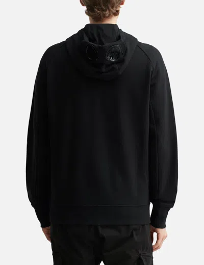 C.p. Company Diagonal Raised Fleece Goggle Hooded Sweatshirt In Black