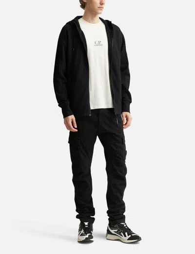 C.p. Company Diagonal Raised Fleece Goggle Hooded Sweatshirt In Black