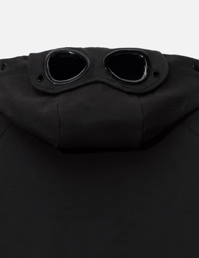 C.p. Company Diagonal Raised Fleece Goggle Hooded Sweatshirt In Black