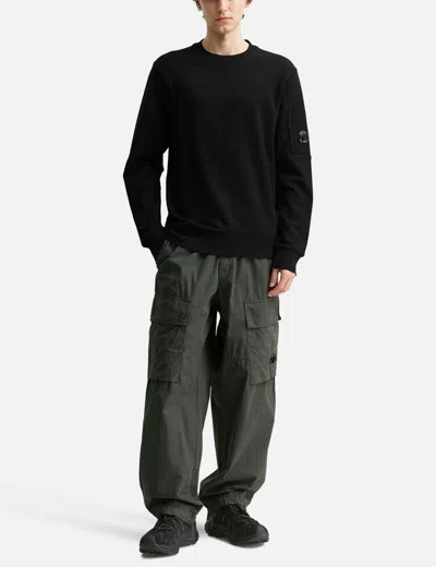 C.p. Company C.p.company Logo Cotton Crewneck Sweatshirt In Black