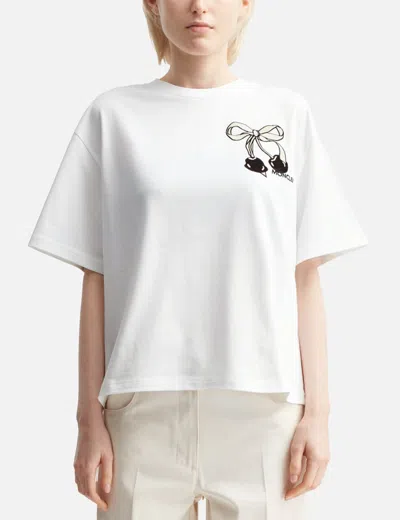 Moncler Embroidered Cherry Logo Cotton T-shirt In Neutral