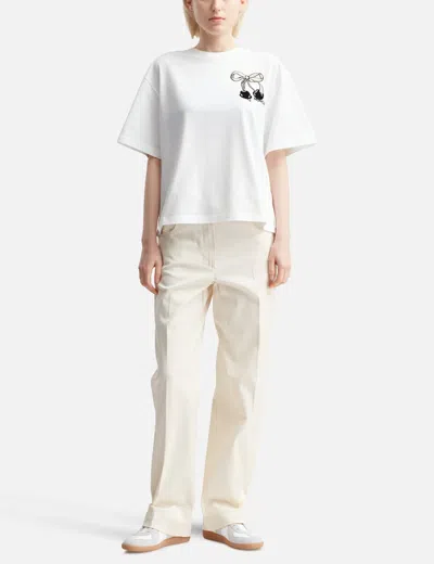 Moncler Embroidered Cherry Logo Cotton T-shirt In Neutral
