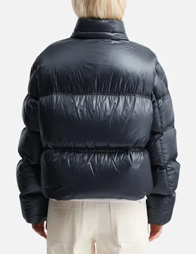 Moncler Erea Square-quilted Hooded Short Down Jacket In Blue