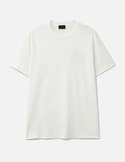 Moncler White Cotton T-shirt With Three-dimensional Logo In White