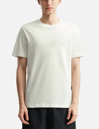 Moncler White Cotton T-shirt With Three-dimensional Logo In White
