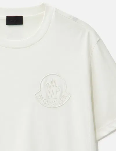 Moncler White Cotton T-shirt With Three-dimensional Logo In White