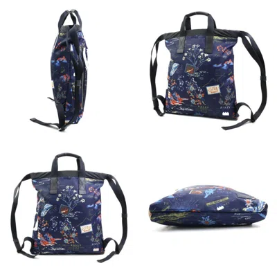 Pre-owned Bally Black Navy Nylon Backpack ()