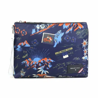 Pre-owned Bally Navy Nylon Clutch Bag ()