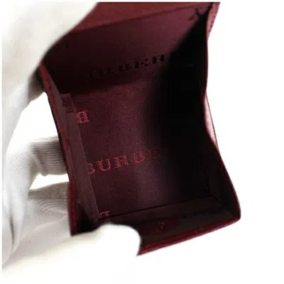 Pre-owned Burberry Beige Black Wine Canvas Leather Coin Purse/coin Case ()