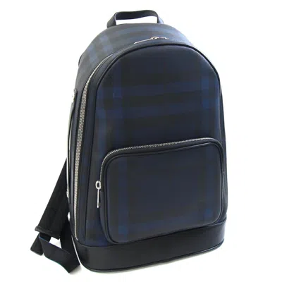 Pre-owned Burberry Black Navy Pvc Leather Backpack ()