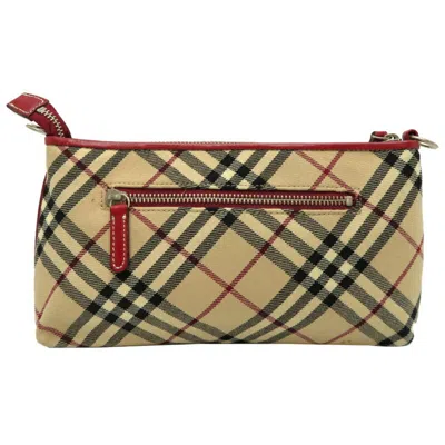 Pre-owned Burberry Blue Label Beige Red Color Felt Leather Shoulder Bag ()
