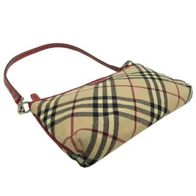 Pre-owned Burberry Blue Label Beige Red Color Felt Leather Shoulder Bag ()