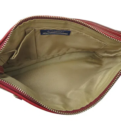 Pre-owned Burberry Blue Label Beige Red Color Felt Leather Shoulder Bag ()