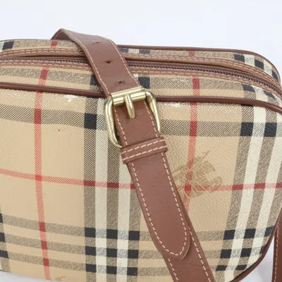 Pre-owned Burberry Brown Coated Canvas Leather Shoulder Bag ()