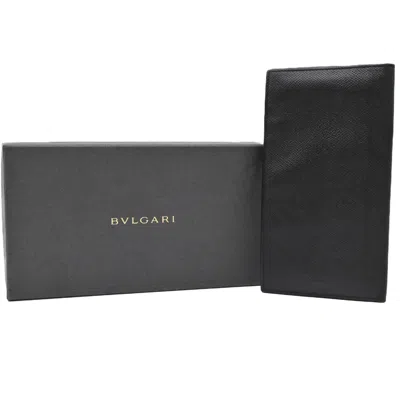 Pre-owned Bvlgari Black Leather Long Wallet (bi-fold) ()