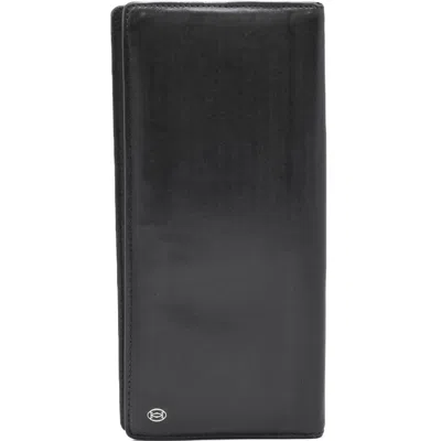 Pre-owned Cartier Black Leather Long Wallet (bi-fold) ()