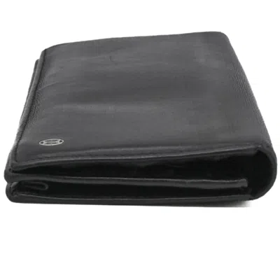 Pre-owned Cartier Black Leather Long Wallet (bi-fold) ()