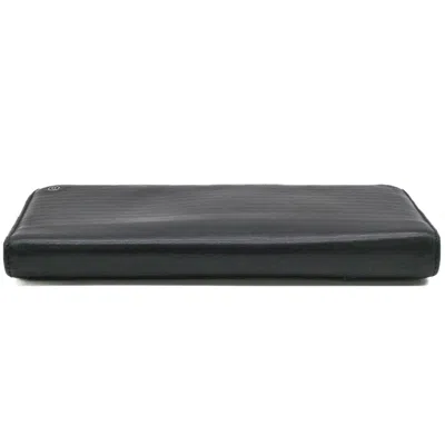 Pre-owned Cartier Black Leather Long Wallet (bi-fold) ()
