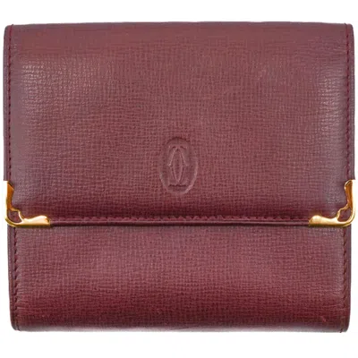 Pre-owned Cartier Bordeaux Red Color Wallet (tri-fold) () In Burgundy