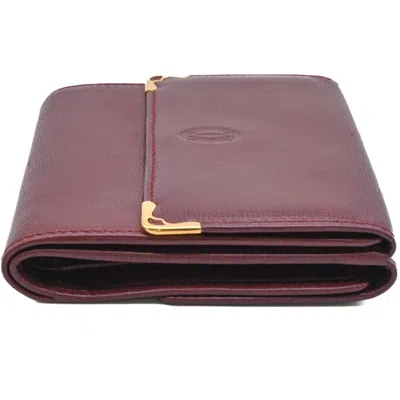 Pre-owned Cartier Bordeaux Red Color Wallet (tri-fold) () In Burgundy