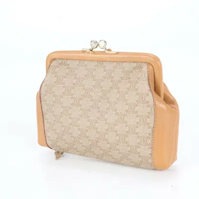 Pre-owned Celine Beige Coated Canvas Leather Coin Purse/coin Case () In Sand