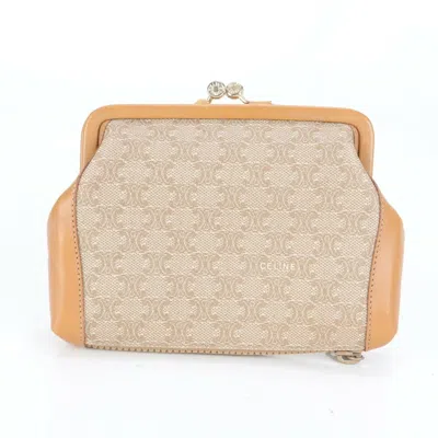 Pre-owned Celine Beige Coated Canvas Leather Coin Purse/coin Case () In Sand
