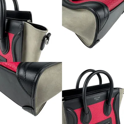 Pre-owned Celine Black Gray Red Color Leather Handbag Shoulder Bag ()